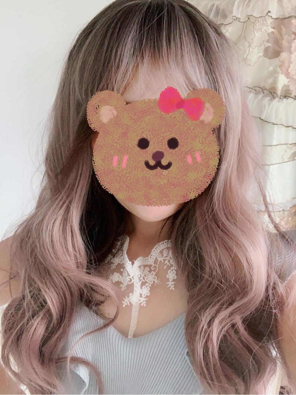 Pink ombre wig with bangs kawaii cosplay costume Whimsygoth